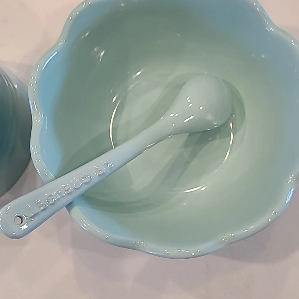 Le Creuset Cool Mint Retired Ramekin, Bowl, Mug & Spoon Set